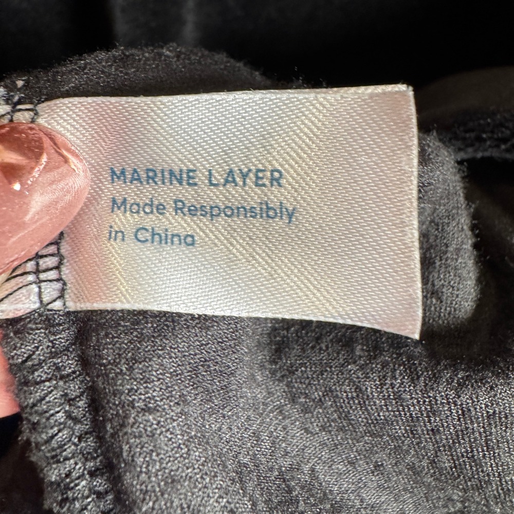 MARINE LAYER Black Jasmine Velour V-Neck Top Long Sleeve Size XS Holiday NYE - Picture 6 of 11